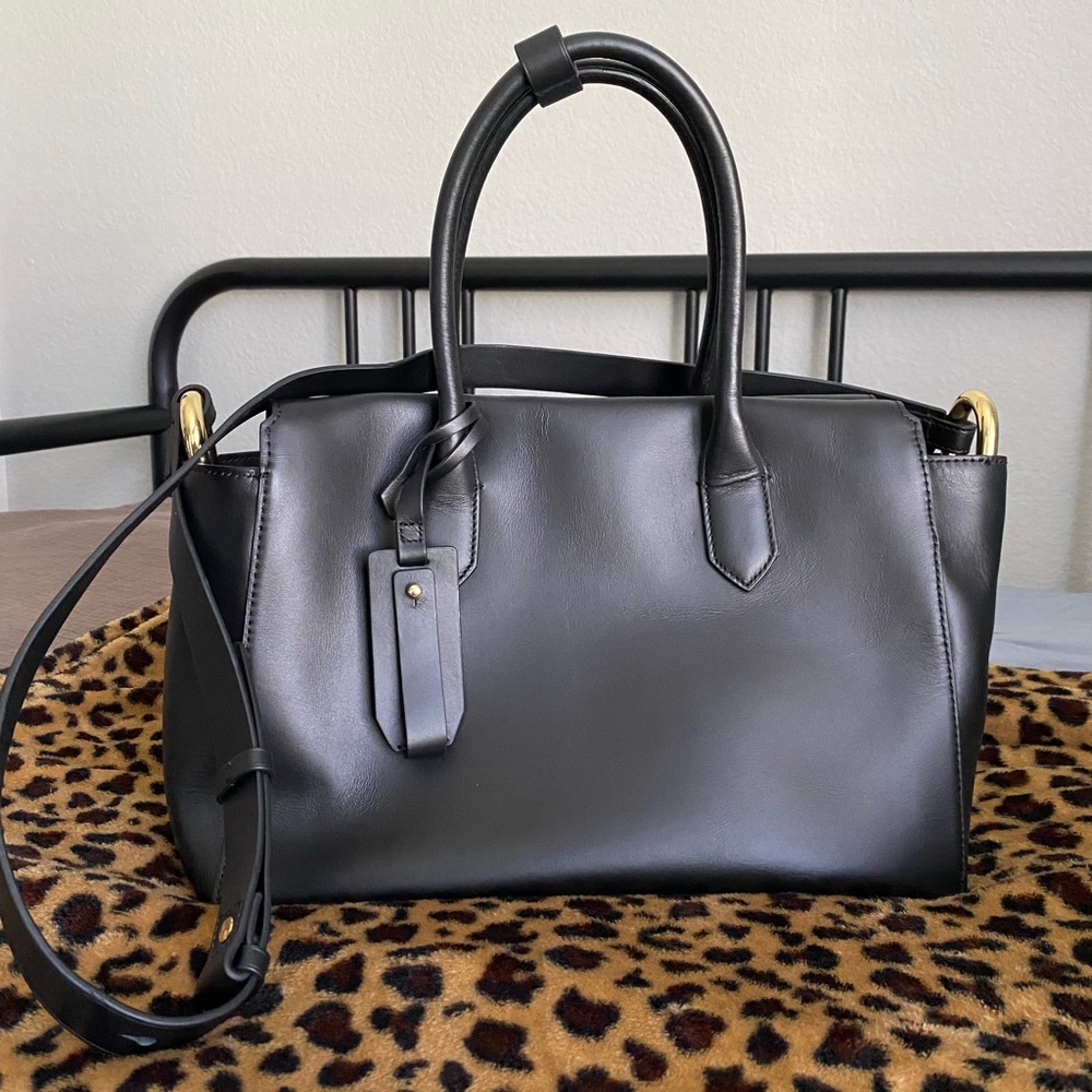 J. Crew Harper Satchel in Black Leather